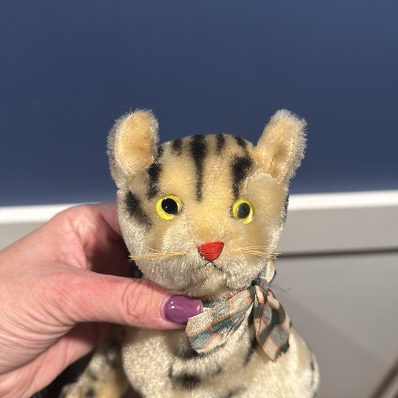 Unbranded Steiff kitten sitting cat kitty green eyes sewn nose mohair beautiful - Picture 7 of 15
